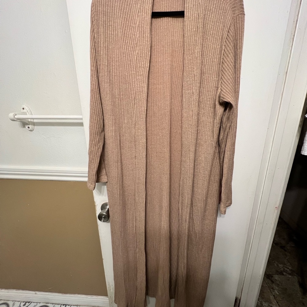Women's Tan Long Cardigan Sweater